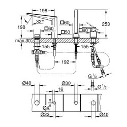 Grohe Allure Brilliant 4-Loch-Wannenkombination PC Supersteel, Griff, Vanilla Noir Caes... GROHE-29527DC0 4005176795145 (Abb. 1)