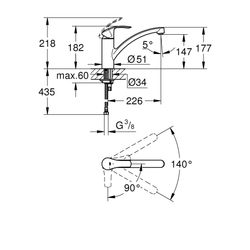 Grohe Eurosmart Einhand-Spültischbatterie, Einlochmontage Einhand, Energie-Spar-Funktio... GROHE-30260002 4005176310386 (Abb. 1)