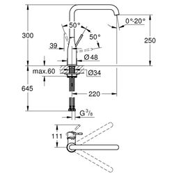 Grohe Essence Einhand-Spültischbatterie, 1-Loch-Montage, Schwenkauslauf, Nickel poliert, 30269BE0... GROHE-30269BE0  (Abb. 1)