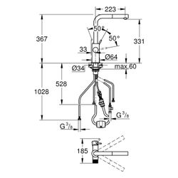 Grohe Blue Pure Minta Einhand-Spültischbatterie, Einzelarmatur, L-Auslauf, herausziehba... GROHE-30590KF0 4005176781728 (Abb. 1)