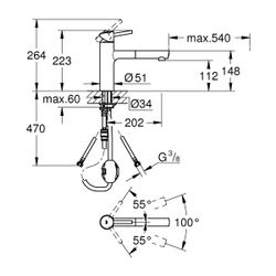Grohe Concetto Einhand-Spültischbatterie, 1-Loch-Montage, ausziehbarer Mousseur, Chrom,... GROHE-31129001 4005176886744 (Abb. 1)