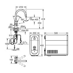 Grohe Blue Home Starterset, C-Auslauf, herausziehbarer Mousseurauslauf, 1-Loch-Montage,... GROHE-31541000 4005176437038 (Abb. 1)