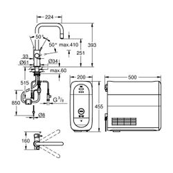 Grohe Blue Home Starterset, U-Auslauf, herausziehbarer Mousseurauslauf, Einlochmontage,... GROHE-31543DC0 4005176437069 (Abb. 1)
