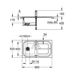 Grohe Spülen-Bauset K300, mit Edelstahlspüle/Eurosmart, 860x500mm, SPT-Batterie, Chrom, Edelstahl, 3... GROHE-31565SD0  (Abb. 1)