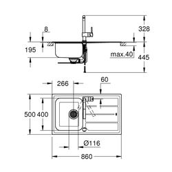 Grohe Spülen-Bauset K500, mit Edelstahlspüle/Minta, 860x500mm, SPT-Batterie, Edelstahl,... GROHE-31573SD0 4005176473302 (Abb. 1)