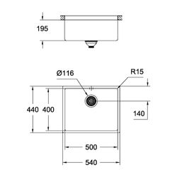 Grohe Unterbau-Edelstahlspüle K700, mit 1 Becken 540x440mm, Cool Sunrise gebürstet, 315... GROHE-31574GN0 4005176563645 (Abb. 1)