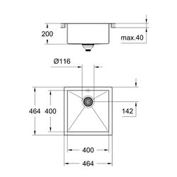 Grohe Edelstahlspüle K700, 45-S, 464x464mm, flächenbündig, Oberfläche Satin Finish, 315... GROHE-31578SD0 4005176473357 (Abb. 1)