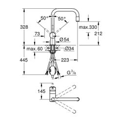 Grohe Minta Einhand-Spültischbatterie, 1-Loch-Montage, U-Auslauf, herausziehbarer Mouss... GROHE-32067000 4005176811142 (Abb. 1)
