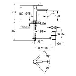 Grohe Lineare Einhand-Waschtischbatterie, S-Size, 1-Loch-Montage, Zugstangen-Ablaufgar... GROHE-321142431 4067393081647 (Abb. 1)