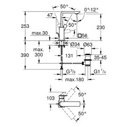 Grohe Allure Einhand-Waschtischbatterie, L-Size, schwenkbarer Auslauf, Zugstangen-Ablau... GROHE-32146KF1 4067393056270 (Abb. 1)