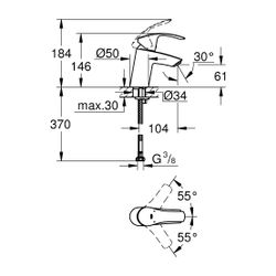 Grohe Eurosmart Einhand-Waschtischbatterie, S-Size, 3/8", Messing, Chrom, 32467002... GROHE-32467002 4005176862069 (Abb. 1)