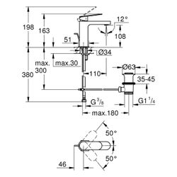 Grohe Plus Einhand-Waschtischbatterie, S-Size, 1-Loch-Montage, mit Zugstangen-Ablaufgar... GROHE-32612DL4 4067393077091 (Abb. 1)