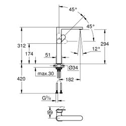 Grohe Plus Einhand-Waschtischbatterie, XL-Size, 1-Loch-Montage, glatter Körper, Cool Su... GROHE-32618GN4 4067393079644 (Abb. 1)