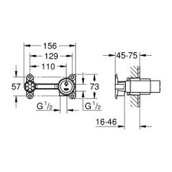Grohe Einhand Unterputz-Universal-Einbaukörper DN 15, Einbautiefe 45-75mm, 35mm Keramik... GROHE-32635000 4005176845949 (Abb. 1)
