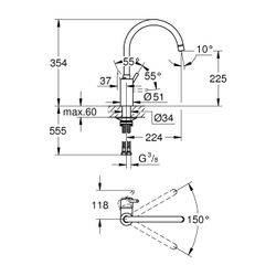 Grohe Concetto Einhand-Spültischbatterie, 1-Loch-Montage, hoher Auslauf, Chrom, 3266100... GROHE-32661003 4005176466823 (Abb. 1)