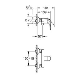 Grohe Euroeco Einhand-Brausebatterie Euroeco, Wandmontage, Temperaturbegrenzer, S-Ansch... GROHE-32740001 4005176743252 (Abb. 1)