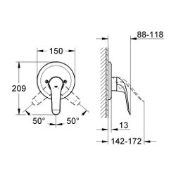 Grohe Eurosmart Care Einhand-Brausebatterie, Fertigmontageset für Rapido E, Chrom, 3278... GROHE-32784000 4005176871849 (Abb. 1)