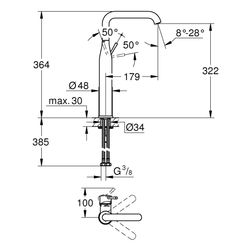 Grohe Essence Einhand-Waschtischbatterie, 1/2", XL-Size, Hard Graphite gebürstet, 32901... GROHE-32901AL1 4005176407529 (Abb. 1)