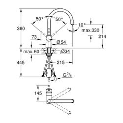 Grohe Minta Einhand-Spültischbatterie, 1-Loch-Montage, C-Schwenkauslauf, herausziehbar,... GROHE-32918DC0 4005176804953 (Abb. 1)
