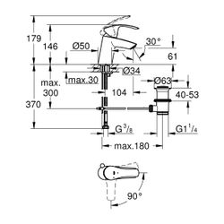 Grohe Eurosmart Standard Einhand-Waschtischbatterie, 1/2" S-Size, Chrom, 32926002... GROHE-32926002 4005176861567 (Abb. 1)