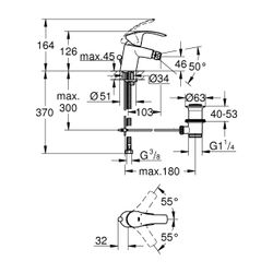 Grohe Eurosmart Standard Einhand-Bidetbatterie, 1/2", Chrom, 32929002... GROHE-32929002 4005176862366 (Abb. 1)