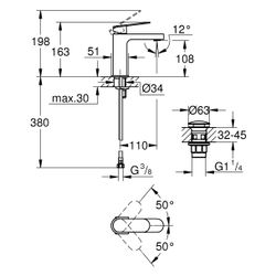 Grohe Plus Einhand-Waschtischbatterie, S-Size, Einlochmontage mit Push-open Ablaufgarni... GROHE-33163004 4067393079224 (Abb. 1)