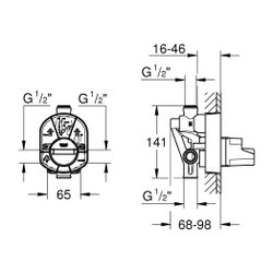 Grohe Einhand-Unterputz-Universal-Einbaukörper für Wanne und Brause, 1/2", Wandeinbau, ... GROHE-33961000 4005176119972 (Abb. 1)