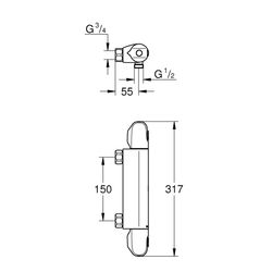 Grohe Grohtherm 1000 Thermostat-Brausebatterie, 1/2", Wandmontage, SafeStop, eigensiche... GROHE-34146003 4005176309625 (Abb. 1)