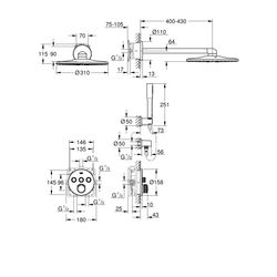 Grohe Duschsystem Unterputz SmartControl, Unterputzmischer 3 Absperrventile, runde Form... GROHE-34709000 4005176413803 (Abb. 1)