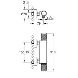 Grohe Grohtherm 1000 Performance Thermostat-Brausebatterie, Wandmontage, Chrom, 3477600... GROHE-34776000 4005176612930 (Abb. 1)