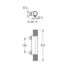 Grohe Grohtherm 1000 Performance Thermostat-Brausebatterie, ohne Anschlüsse, Chrom, 347... GROHE-34777000 4005176612947 (Abb. 1)