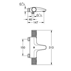 Grohe Grohtherm 1000 Performance Thermostat-Wannenbatterie, ohne Anschlüsse, Chrom, 347... GROHE-34780000 4005176612978 (Abb. 1)