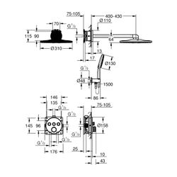 Grohe Grohtherm SmartControl Unterputz Duschsystem Thermostat runde Form Cool Sunrise g... GROHE-34863GN0 4005176790836 (Abb. 1)