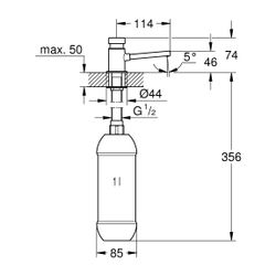 Grohe Seifenspender für Flüssigseifen, Vorratsbehälter 1 Liter, Chrom, 36194000... GROHE-36194000 4005176140921 (Abb. 1)
