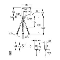 Grohe Infrarot-Elektronik für Waschtisch Eurosmart CE, Mischung, variabler Temperaturbe... GROHE-36324001 4005176305757 (Abb. 1)