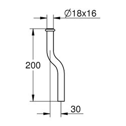 Grohe Urinal-Spülrohr 200x18mm Messing Kröpfung 30mm, Chrom, 37038000... GROHE-37038000 4005176143786 (Abb. 1)