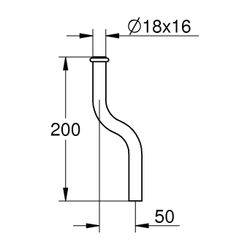 Grohe Urinal-Spülrohr 200x18mm Messing Kröpfung 50mm, Chrom, 37040000... GROHE-37040000 4005176143861 (Abb. 1)