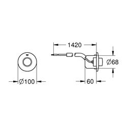Grohe Pneumatik-Betätigung, Druckknopf, Rosette D 100mm, ohne Abdeckplatte, Chrom, 3706... GROHE-37060000 4005176142901 (Abb. 1)