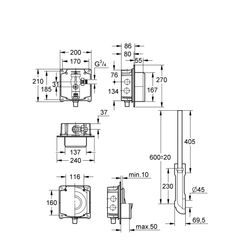 WC Druckspüler Grohe 37153 000 Unterputz 3/4 Zoll Vorabsperrung Wandeinbau NEU 