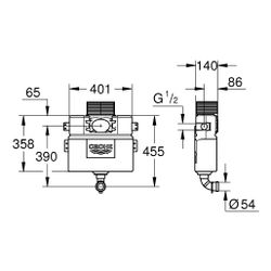 Grohe WC-Spülkasten, Wandeinbau, Spülmenge 6-9 Liter, 0,82m Bauhöhe, 38422000... GROHE-38422000 4005176275203 (Abb. 1)