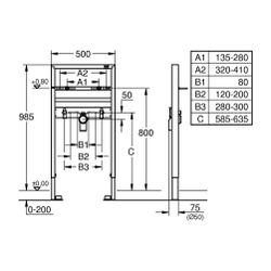 Grohe Rapid SL Waschtisch-Element, 1,00m Bauhöhe, für Einlochbatterie, für Vorwand- ode... GROHE-38541000 4005176291234 (Abb. 1)