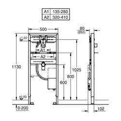 Grohe Rapid SL Waschtisch-Element, 1,13m Bauhöhe, für Vorwand- oder Ständerwandmontage,... GROHE-38748002 4005176416323 (Abb. 1)