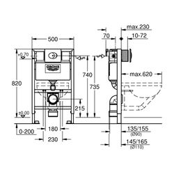 Grohe Rapid SL WC-Element 820mm, 3-in-1 Set mit Skate Air Betätigung, Chrom, 38761000... GROHE-38761000 4005176841620 (Abb. 1)