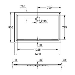 Grohe Acryl Duschwanne 900x1400mm, Alpinweiß, 39307000... GROHE-39307000 4005176346095 (Abb. 1)