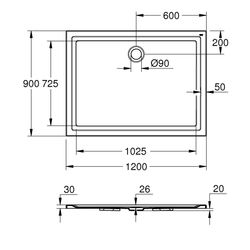 Grohe Acryl Duschwanne 900x1200mm, Alpinweiß, 39308000... GROHE-39308000 4005176346101 (Abb. 1)