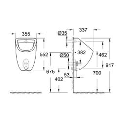 Grohe Urinal Bau Keramik Anschluss von unten, Alpinweiß, 39438000... GROHE-39438000 4005176406355 (Abb. 1)