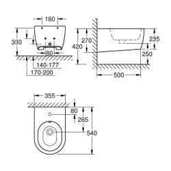 Grohe Essence Wandbidet, 1 Hahnloch, mit Überlauf, Sanitärkeramik, PureGuard, Alpinweiß... GROHE-3957400H 4005176485800 (Abb. 1)