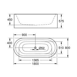 Grohe Essence Badewanne freistehend, EasyClean ohne Überlauf, Alpinweiß, 3961300H... GROHE-3961300H  (Abb. 1)