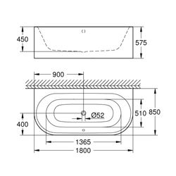 Grohe Essence Vorwand-Badewanne für Wannenkombination, EasyClean, Alpinweiß, 3965000H... GROHE-3965000H  (Abb. 1)