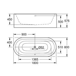 Grohe Essence Badewanne freistehend, EasyClean, AntiSlip, mit Überlauf, Alpinweiß, 3972600H... GROHE-3972600H  (Abb. 1)